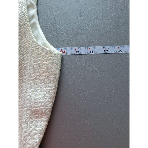 Tahari Womens Elegant Sheath Dress S White Sleeveless Belted Textured Minimalist - Picture 3 of 5